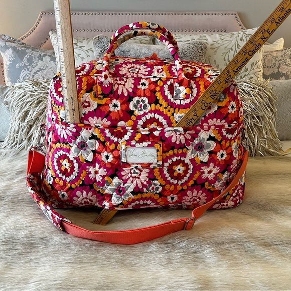 VERA BRADLEY Pixie Blooms Iconic Grand Traveler Bag 2015 Pink Orange Floral - Picture 9 of 15